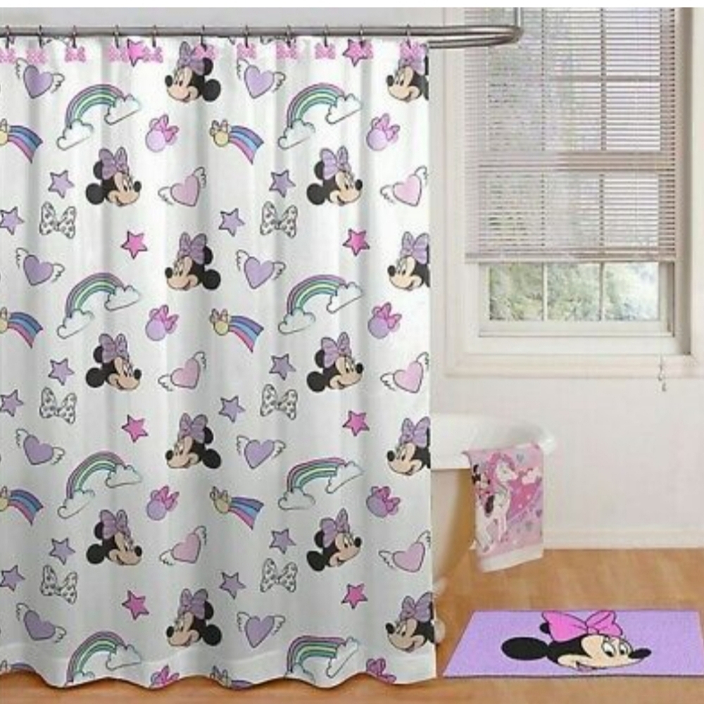 Minnie mouse shower curtain with hooks